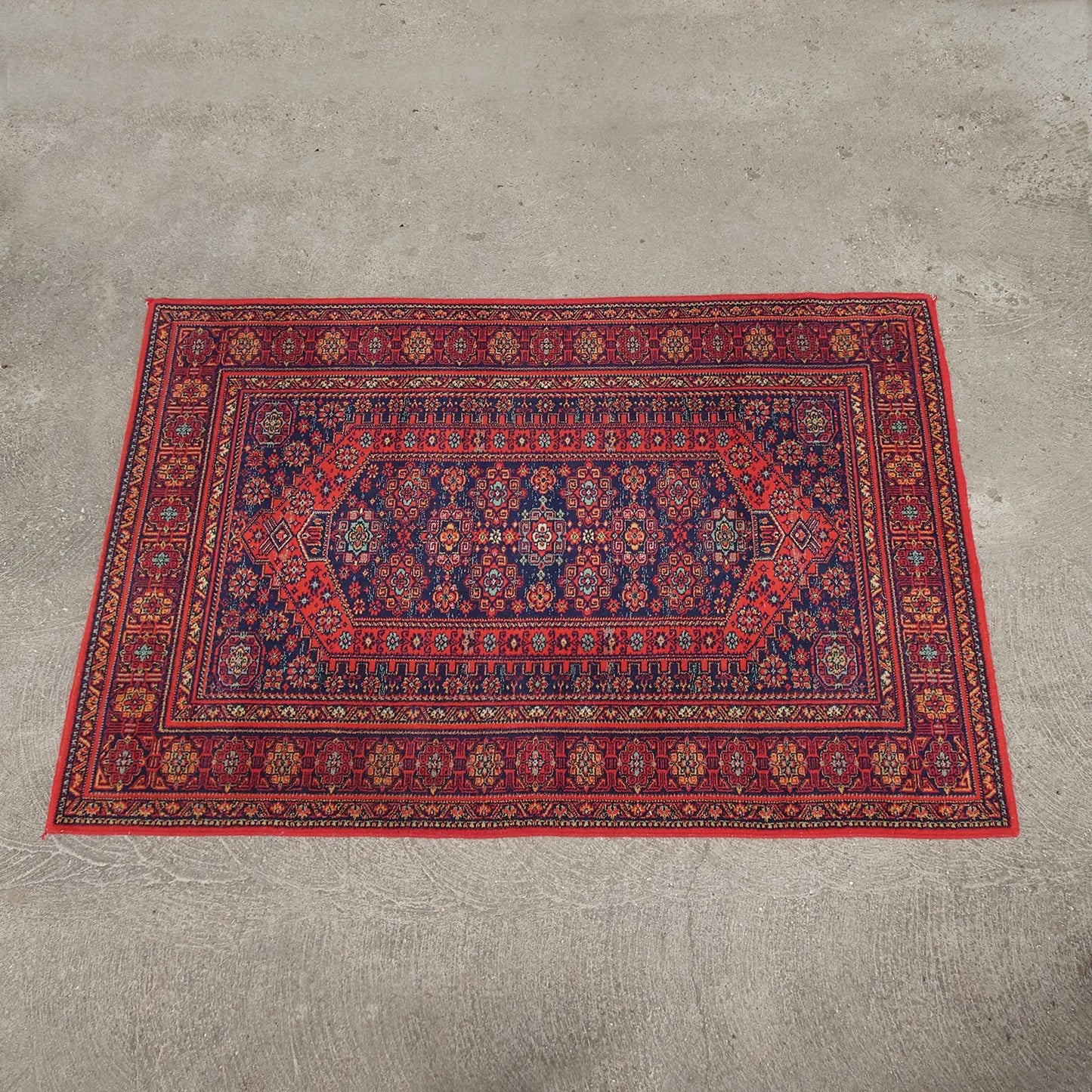 Tapis rectangulaire rouge orangé berbère