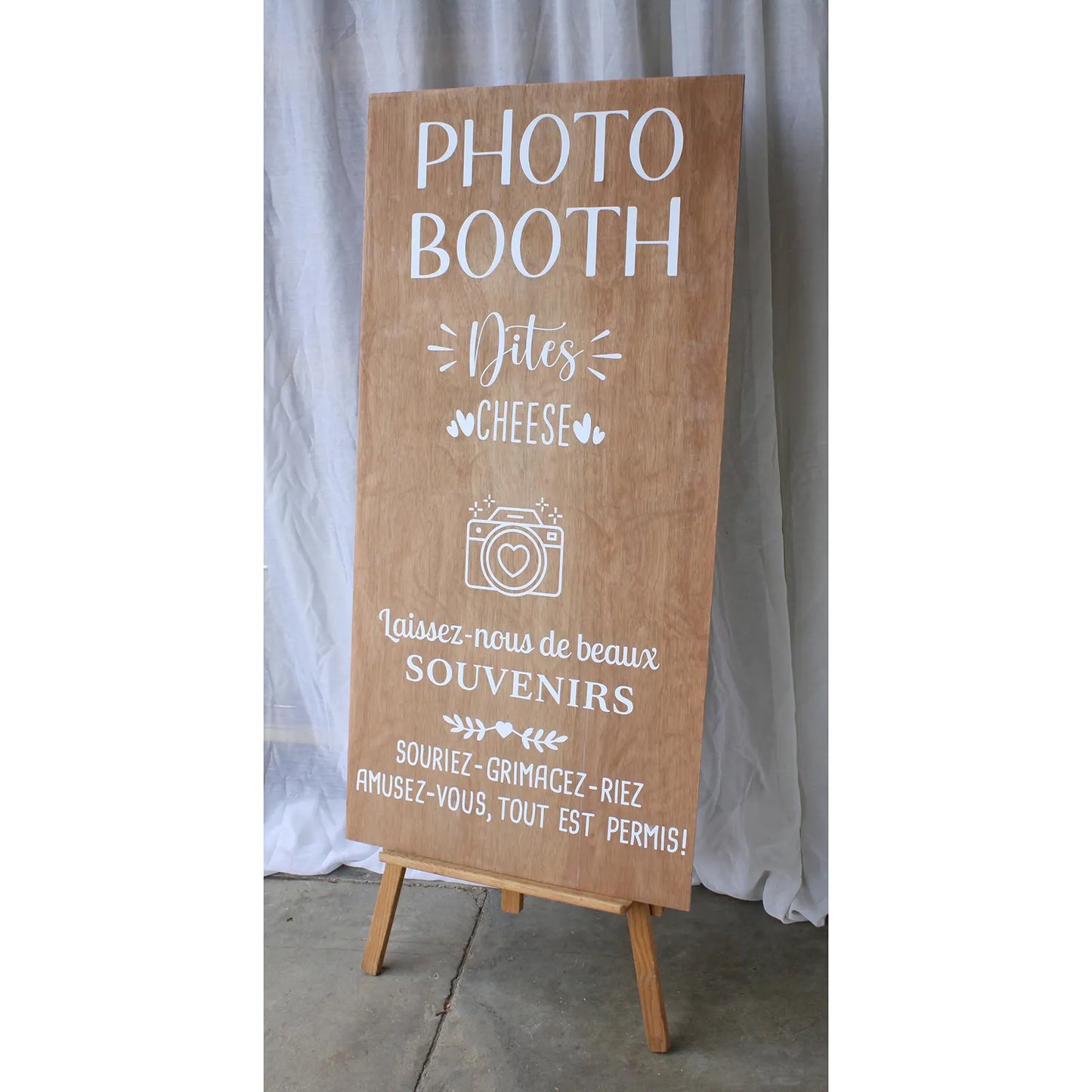 Panneau sur chevalet pour animation photobooth