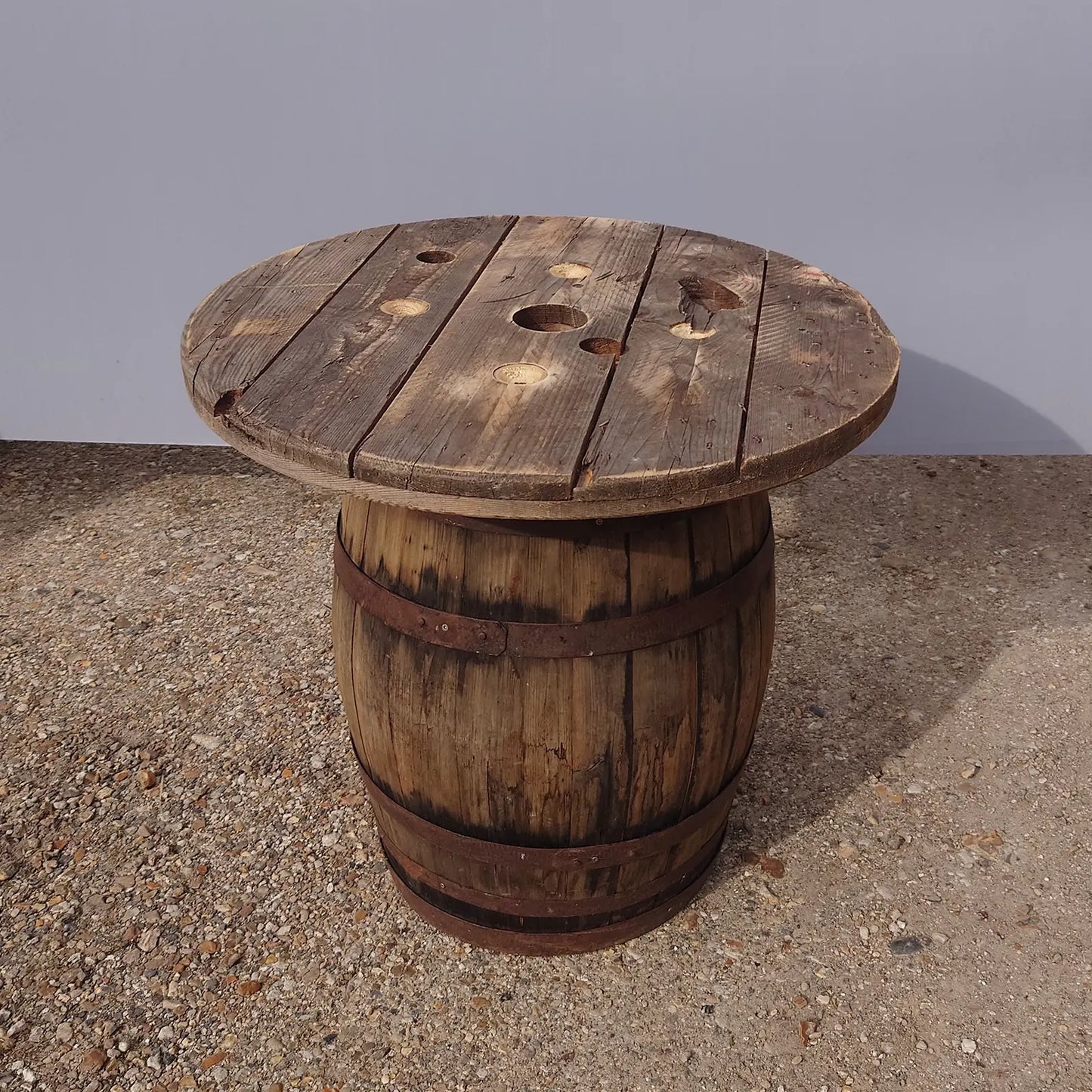 Plateau rond pour tonneau bois