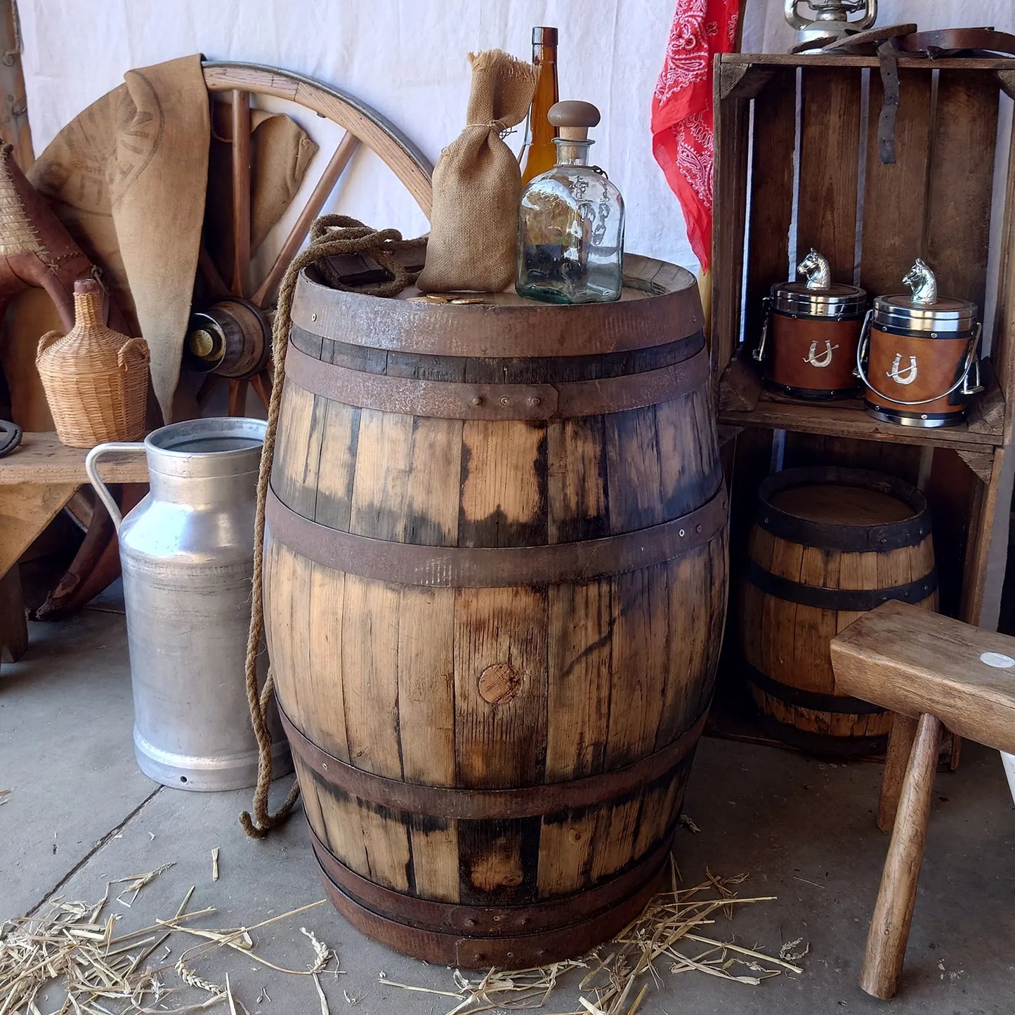 Décor western avec tonneau