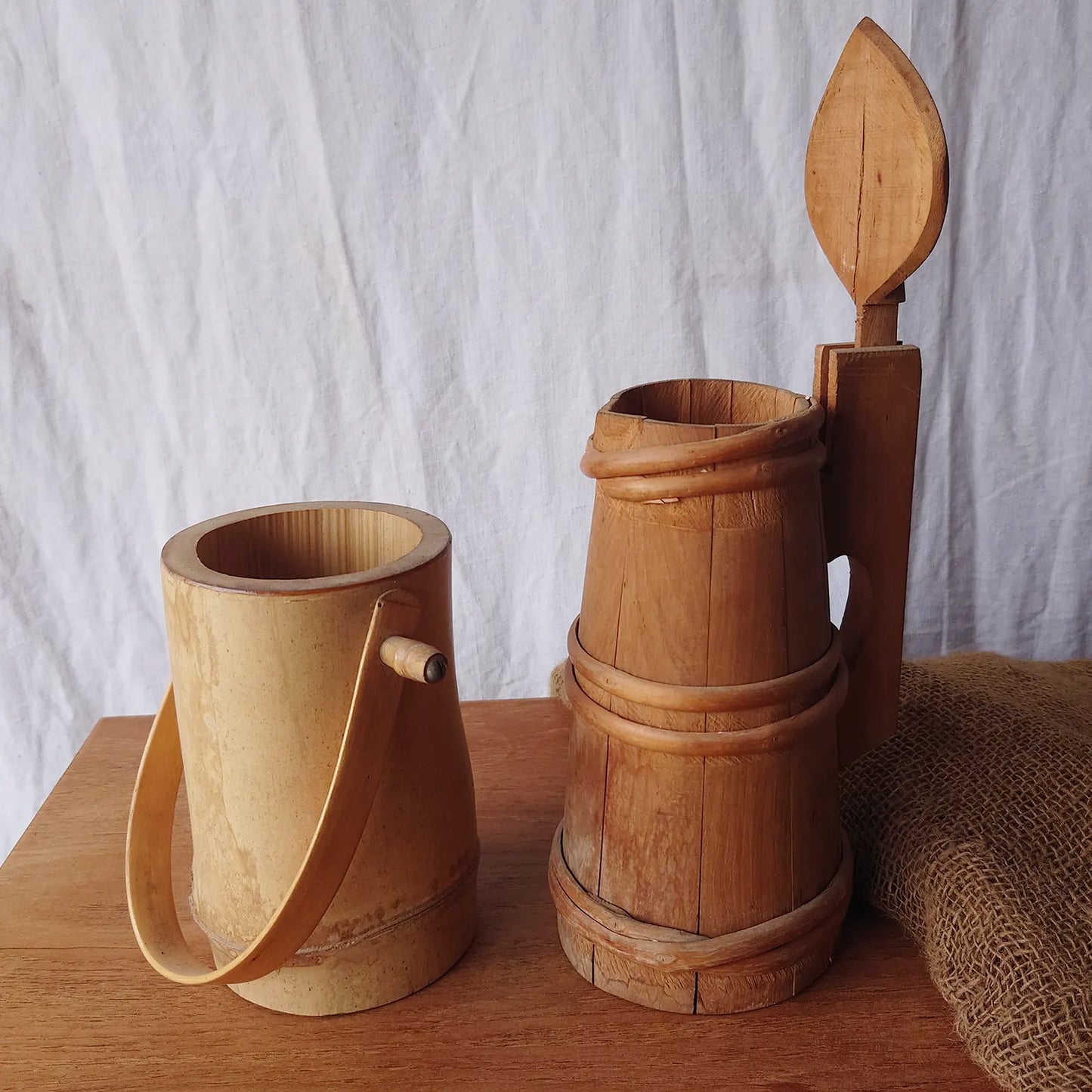 Vase bambou et pichet vintage
