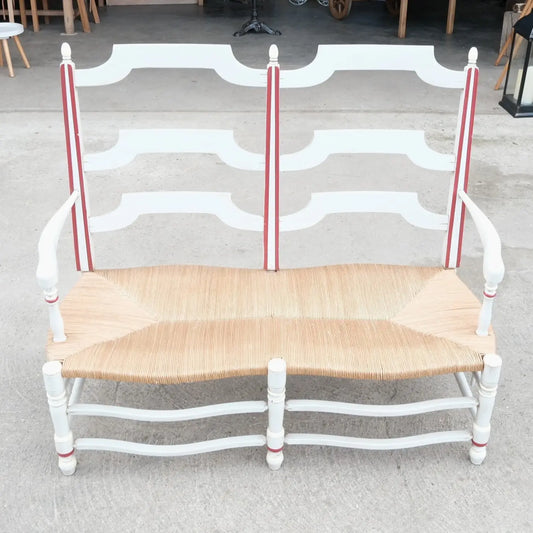 Banc deux places en bois dossier haut