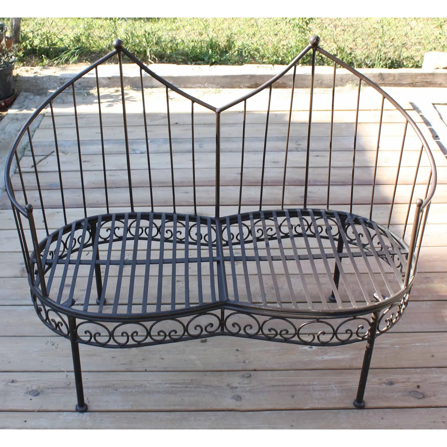 banc deux place en métal noir style marocain