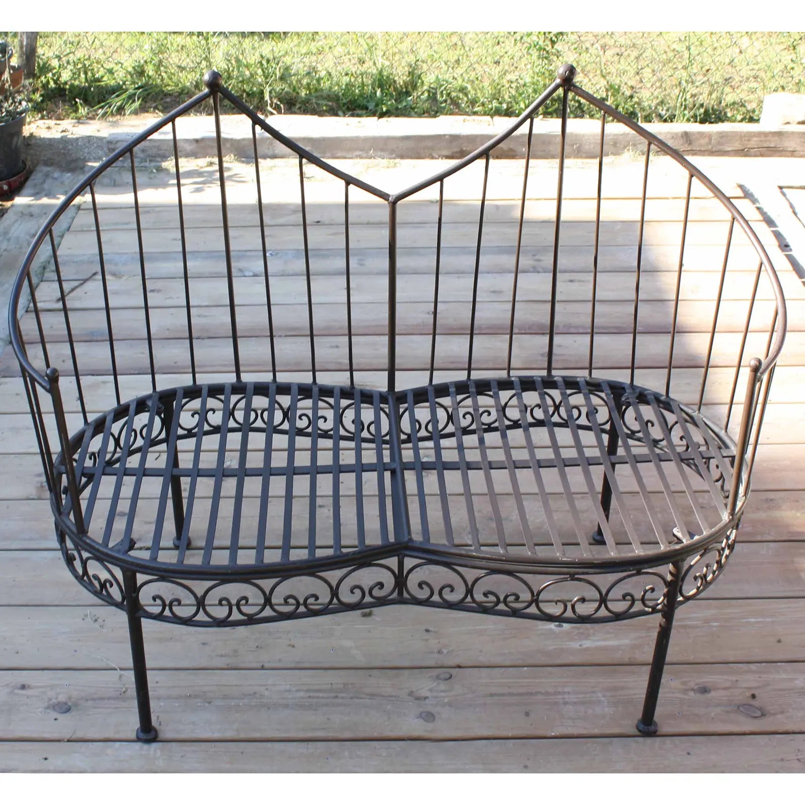 banc deux place en métal noir style marocain