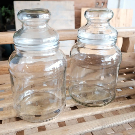 Paire de Bonbonnière en verre avec bouchon