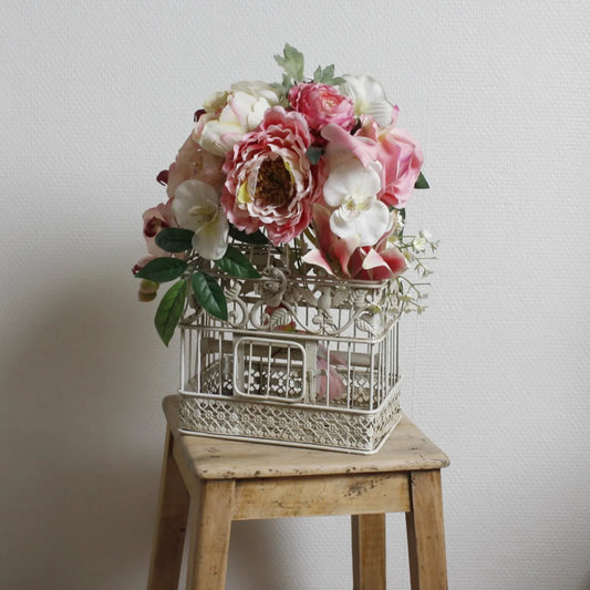 cage à oiseaux fleurs