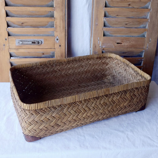 Panier corbeille rectangulaire tressé 