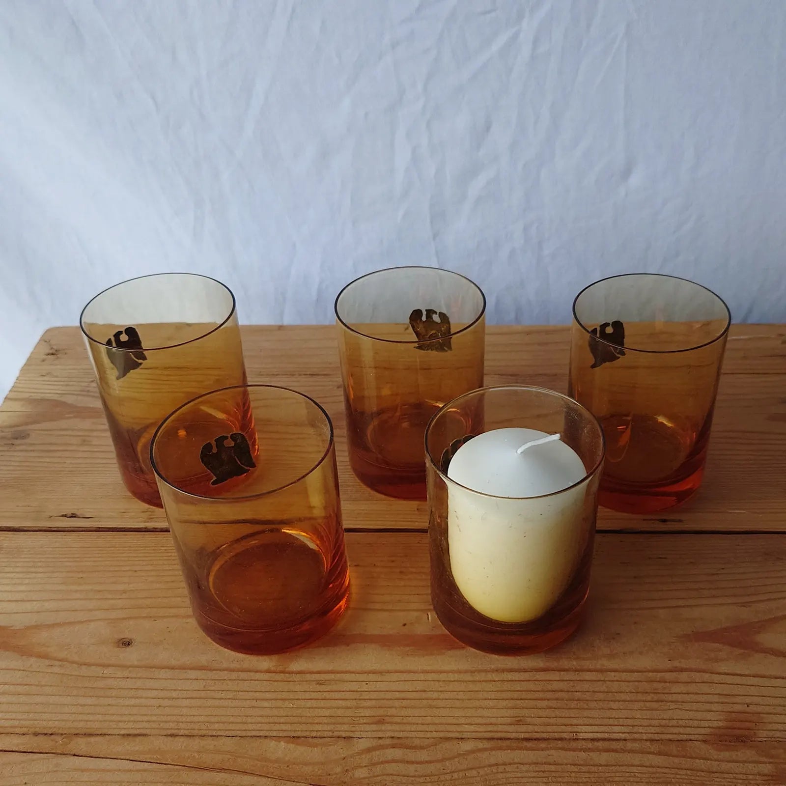 Bougeoirs ambrés vintage