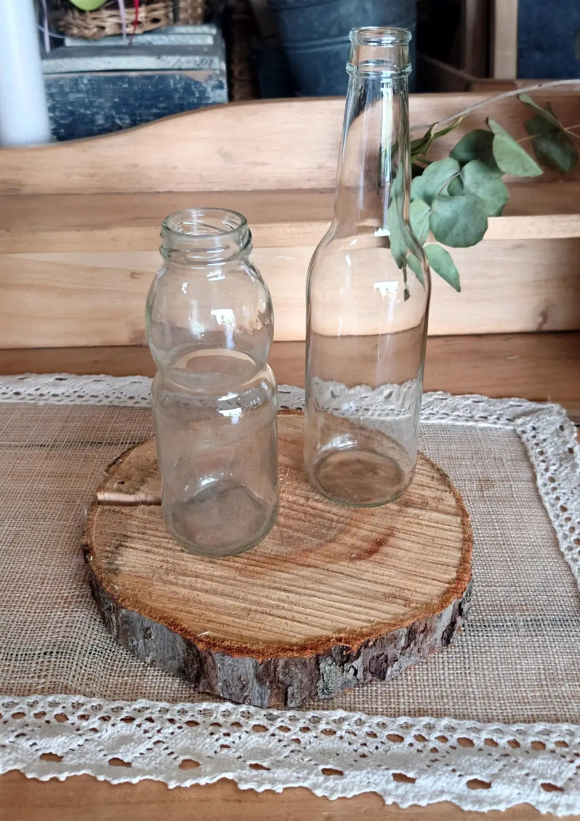 Centre de table avec rondin et soliflore